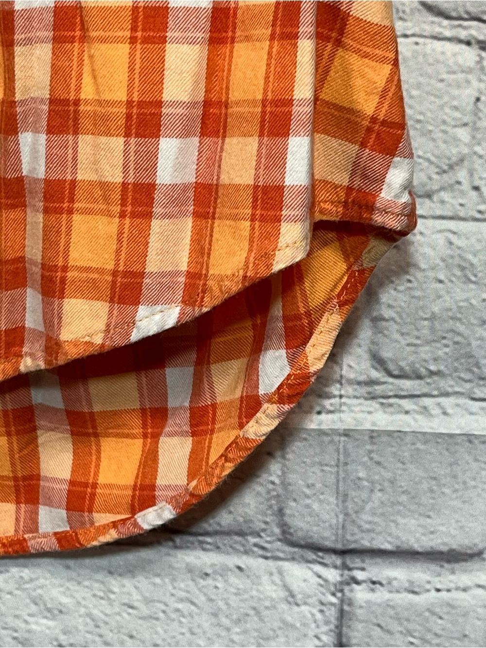 Eddie Bauer Plaid Shirt Womens Size Large Orange Button Up Cuffed Sleeves - Picture 8 of 12